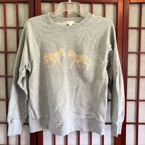 J. Crew Grey Sweatshirt with Gold Zebras